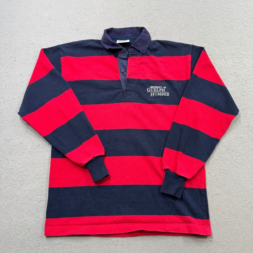 Barbarian Rugby Shirt Men's Large Red Blue Stripes University Of Guelph Canada